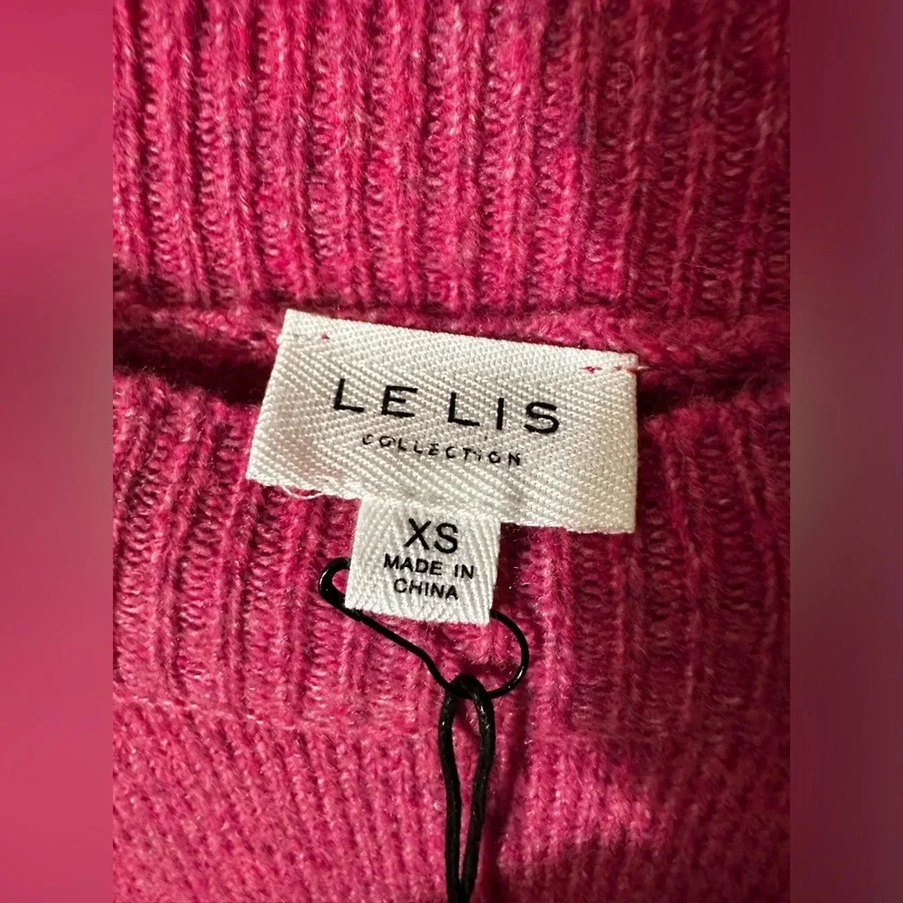 NWT LE LIS Hot Pink Oversized XS Wool Blend Crew Neck SOFT LIKE CASHMERE Sweater